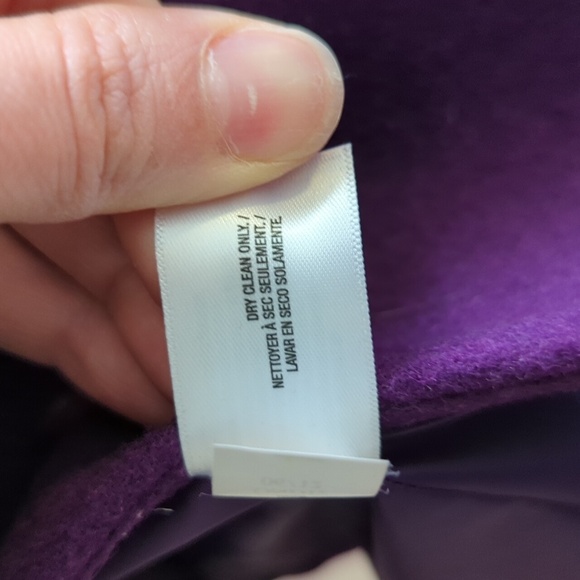 Old Navy Wool Blend Full Lined Regency Ruffle Collar Purple Short Swing Coat - Picture 7 of 7